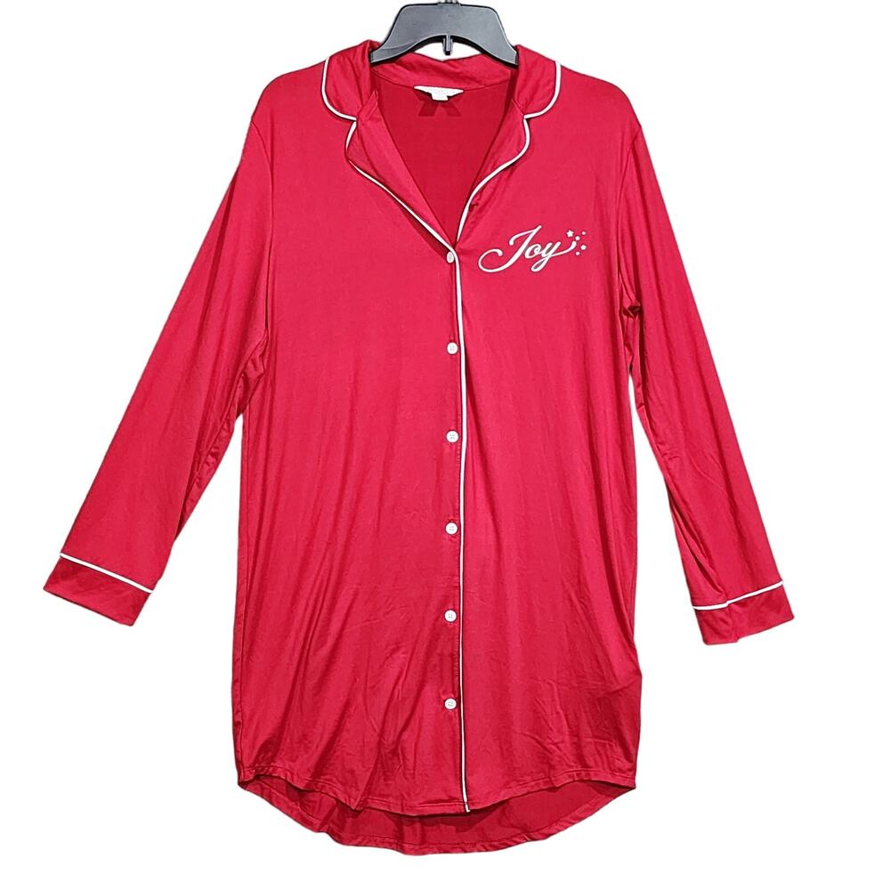 Charter Club Sleepshirt Nightgown Pajamas Super Soft Knit Joy Candy Red Medium